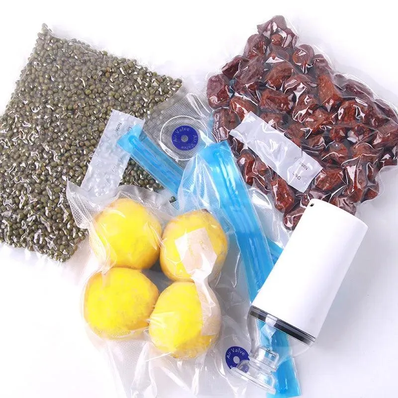 🛍️ Reusable Vacuum Food Storage Zipper Bags Set | Electric Handheld Vacuum Sealer Pump | Sous Vide Bags, USB Rechargeable & BPA Free