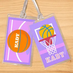 Basketball Girl Personalized 2 PC Kids Name Tag Set