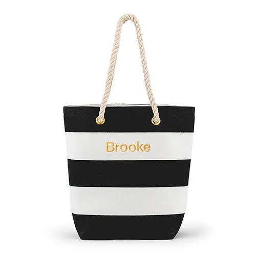 BLISS STRIPED TOTE - BLACK AND WHITE