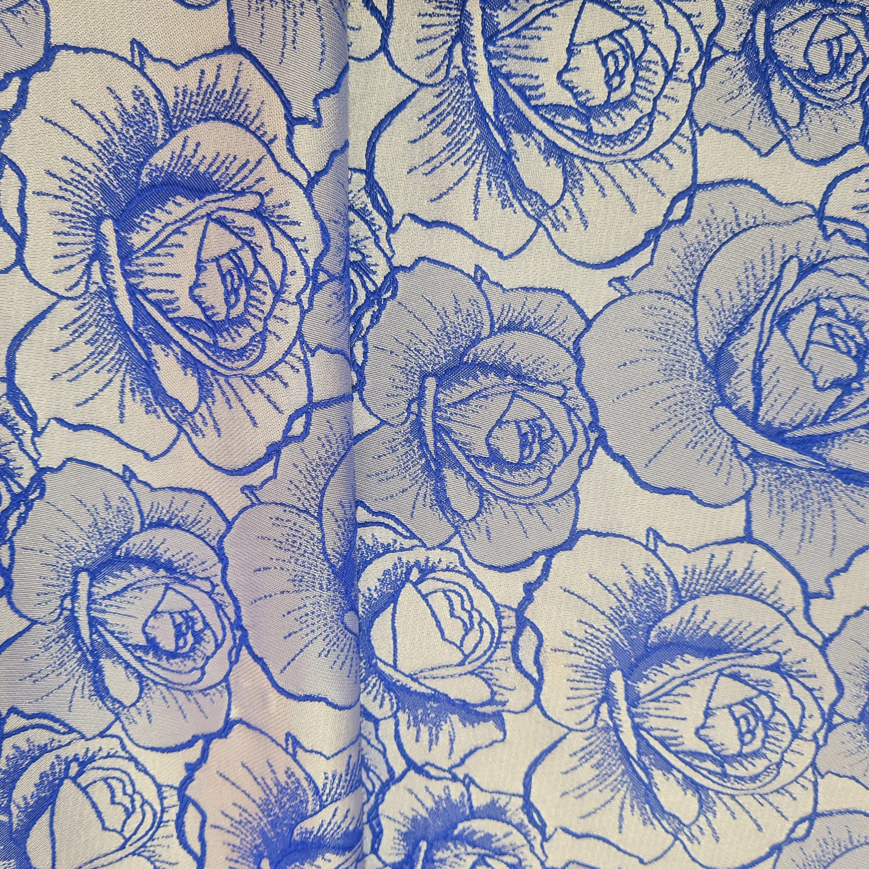 Blue Floral Brocade Jacquard Fabric