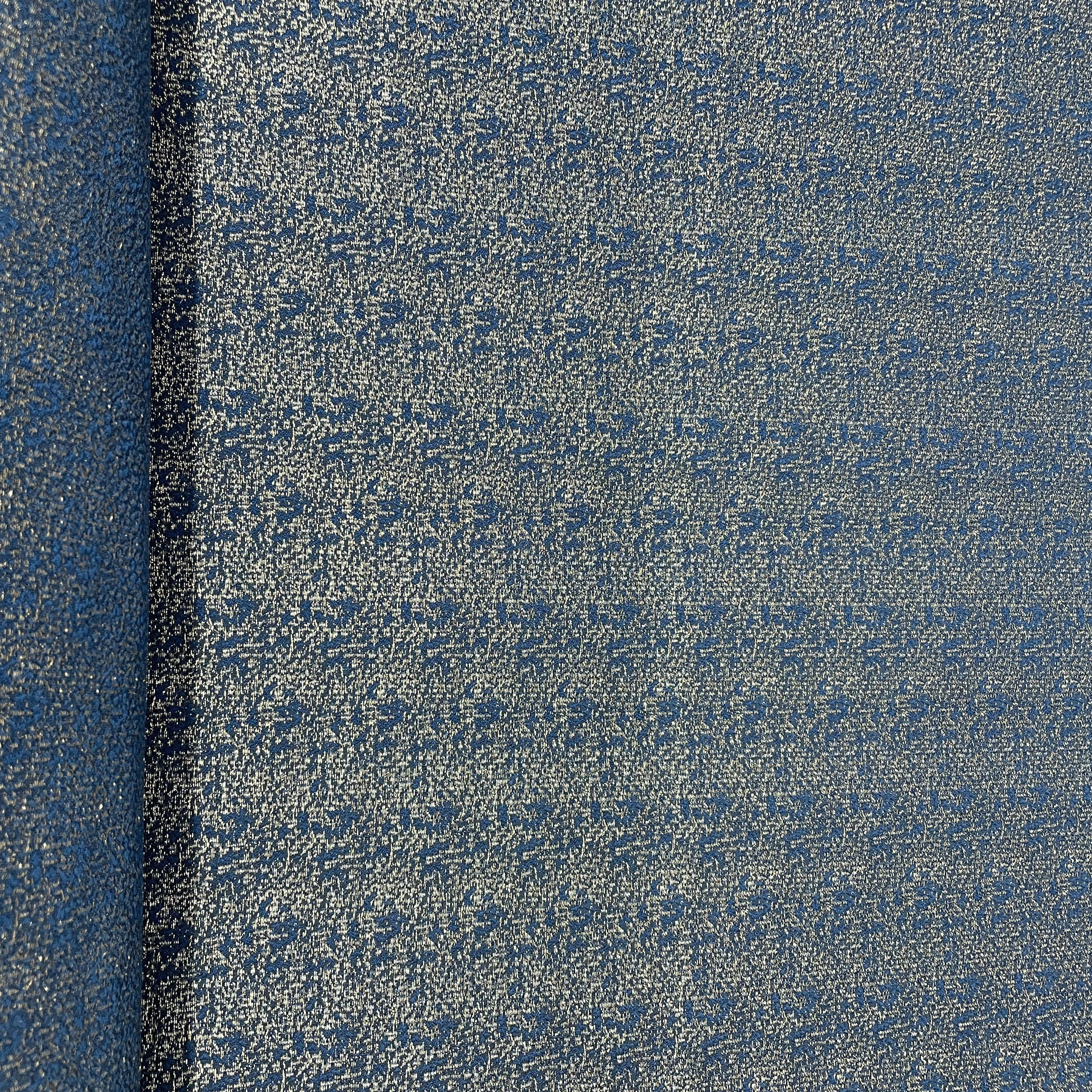 Blue With Golden Lurex Brocade Jacquard Fabric