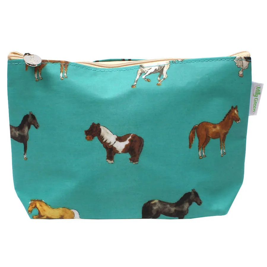 Cosmetic Bag - Teal Horses