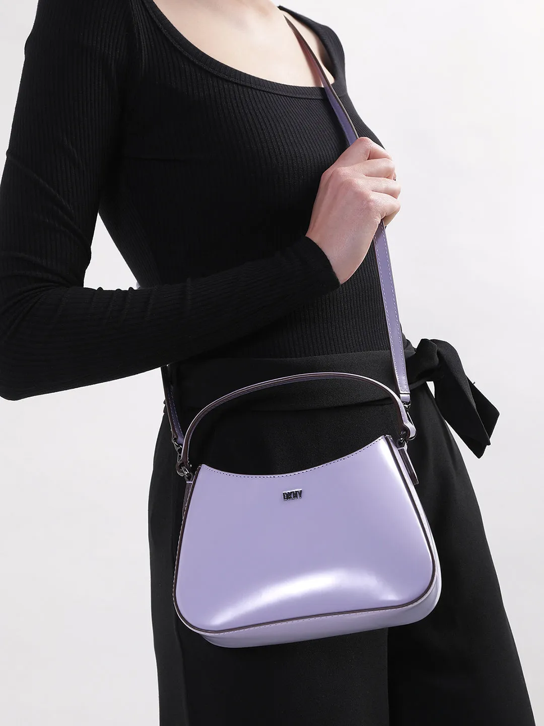 DKNY Women Lavender Solid Crossbody