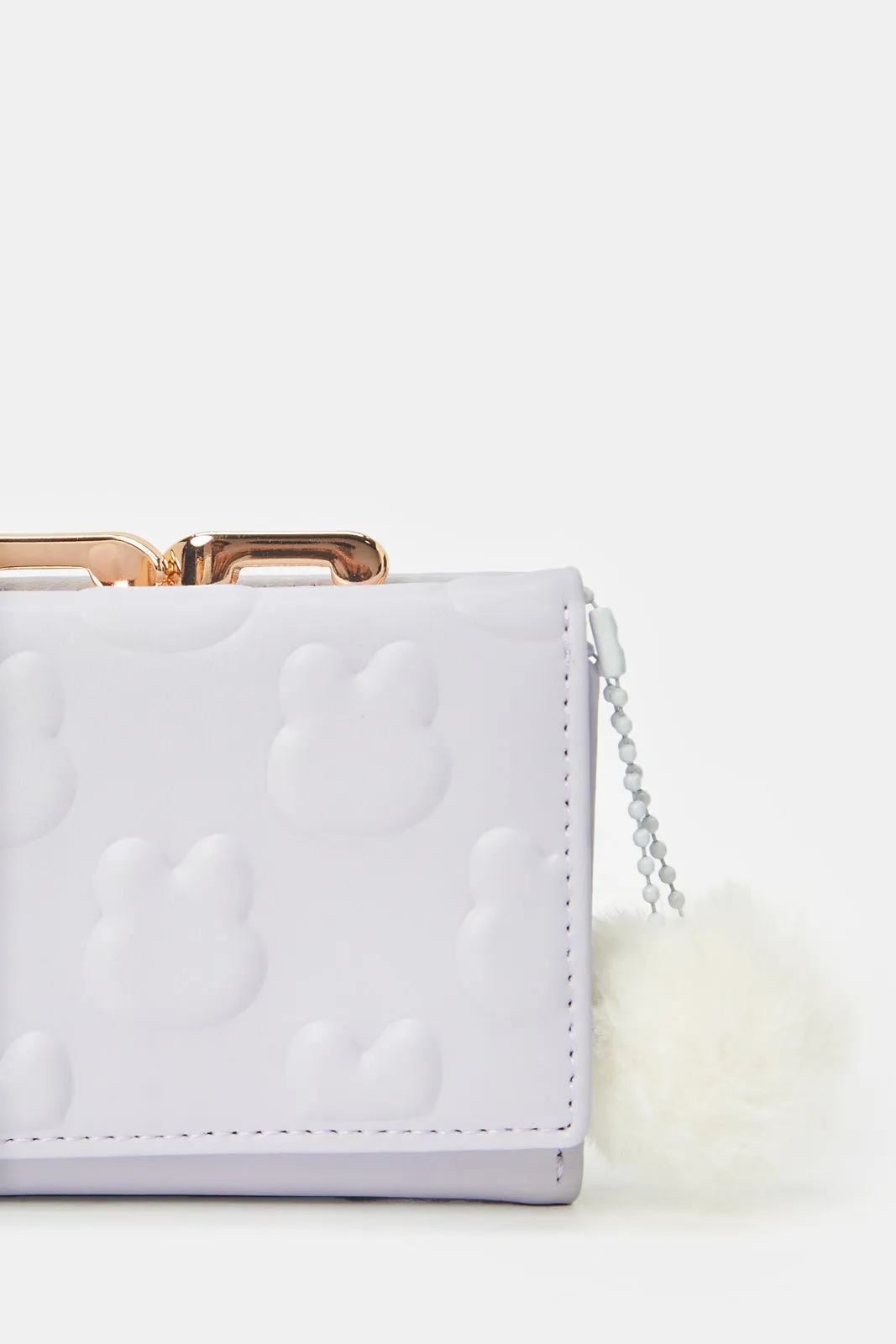 Girls White Bunny Embossed Purse