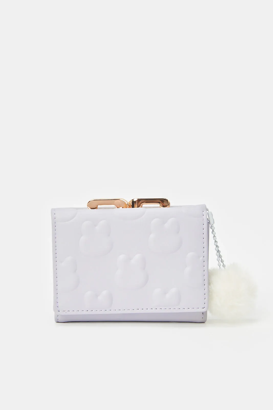 Girls White Bunny Embossed Purse