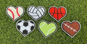 Heart Sports Iron On Patches