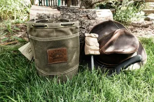 Heavy Weight (18 oz) Waxed Canvas Bushcraft Round Bottom Bushpot Bag Bushcraft Survival Camping (various sizes)