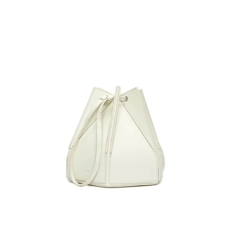 Hex Bucket Crossbody Bag - White