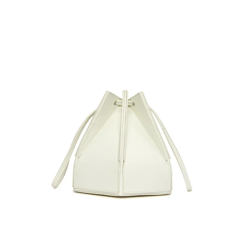 Hex Bucket Crossbody Bag - White