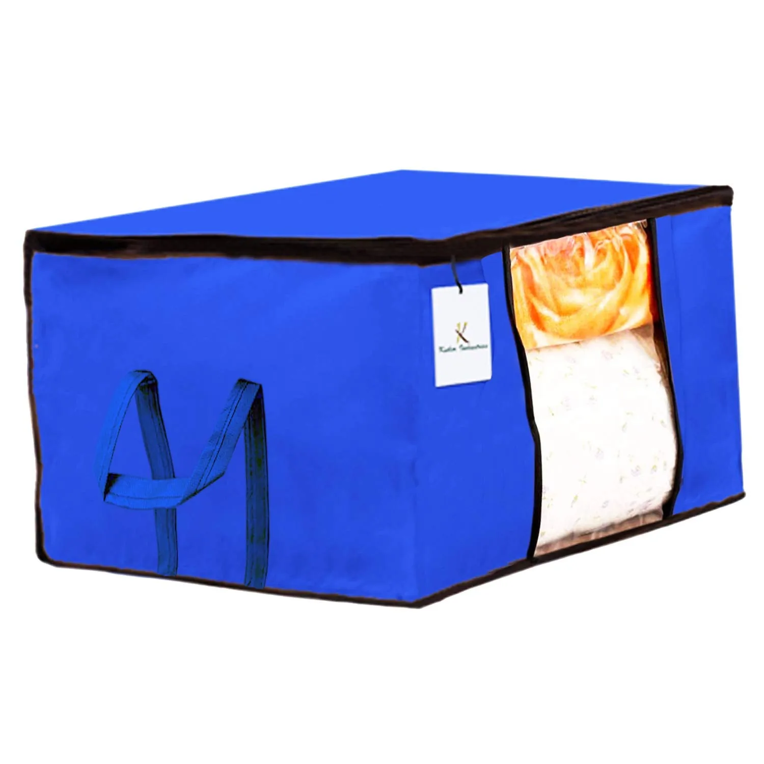 Kuber Industries 6 Piece Non Woven Underbed Storage Bag,Storage Organiser,Blanket Cover with Transparent Window,Extra Large, Royal Blue CTKTC034439