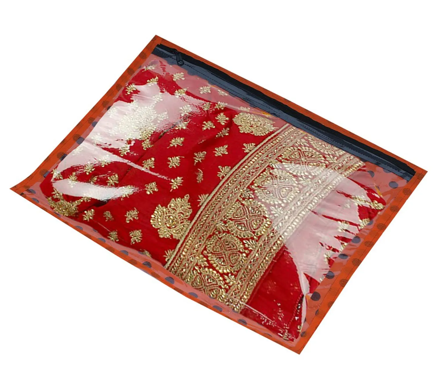 Kuber Industries Dot Printed Tranasparent Non Woven Single Saree Cover- Pack of 12 (Orange)-HS_38_KUBMART21640