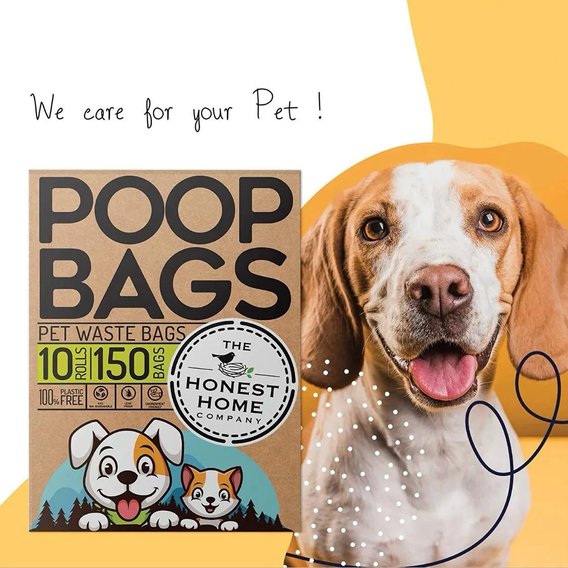 Leak-Proof Pet Waste Bags- 150 Bags (10 Rolls x 15 Bags)