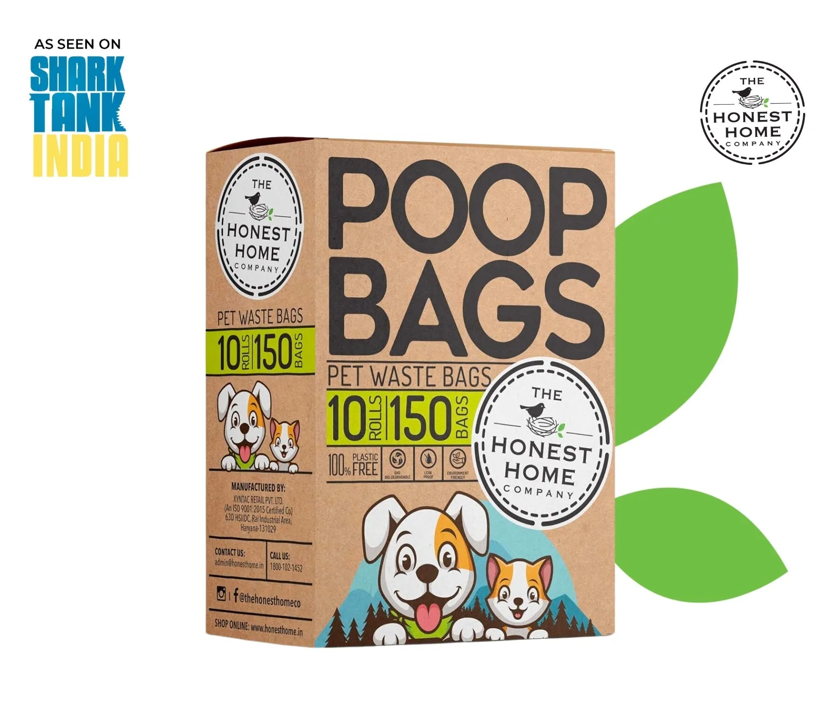 Leak-Proof Pet Waste Bags- 150 Bags (10 Rolls x 15 Bags)