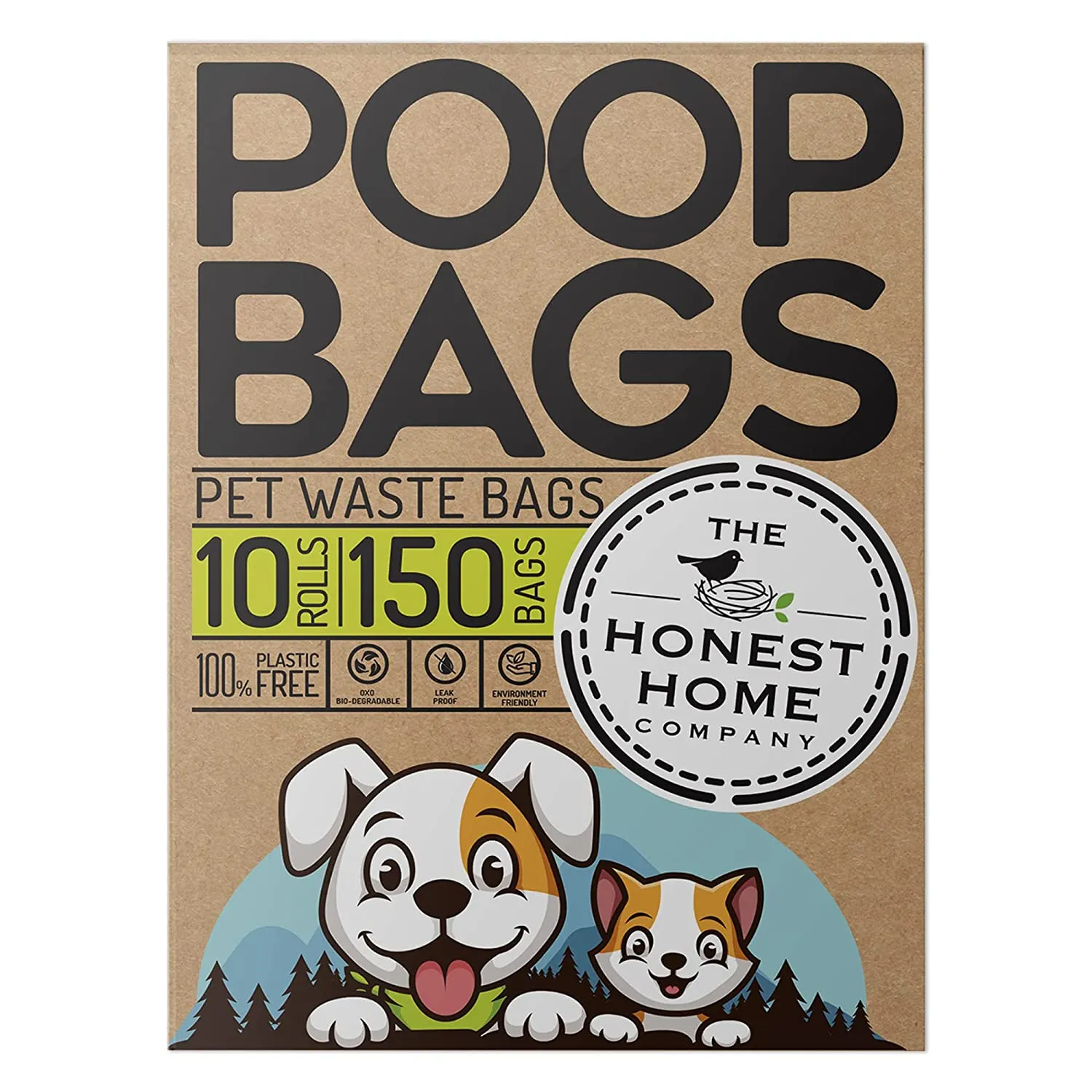 Leak-Proof Pet Waste Bags- 150 Bags (10 Rolls x 15 Bags)