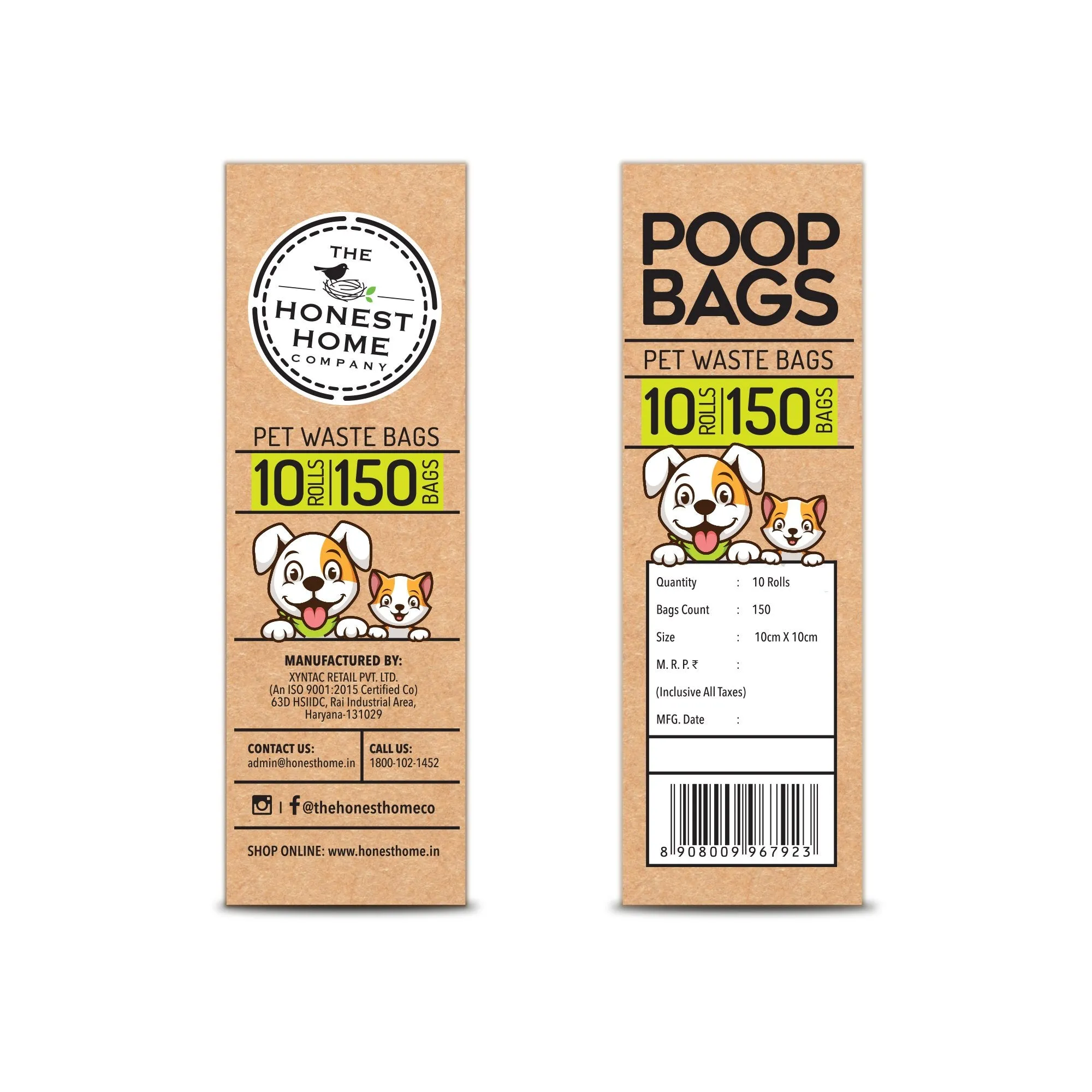 Leak-Proof Pet Waste Bags- 150 Bags (10 Rolls x 15 Bags)