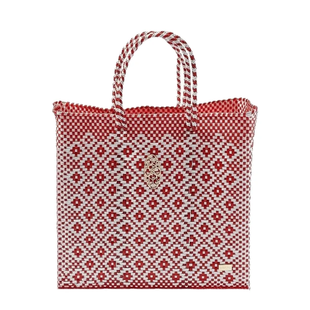 MEDIUM RED AZTEC TOTE BAG