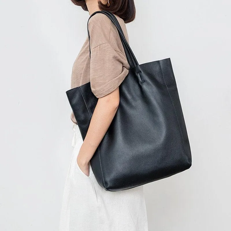 Minimalist Leather Tote Bag, Classic Leather Tote, Everyday Use Tote Bag, Laptop Work Student Bag, Leather Shoulder Bag, Mother’s Day Gift