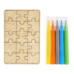 MINISO Plywood Coloring Puzzle with 5 Coloring Markers (Jungle)