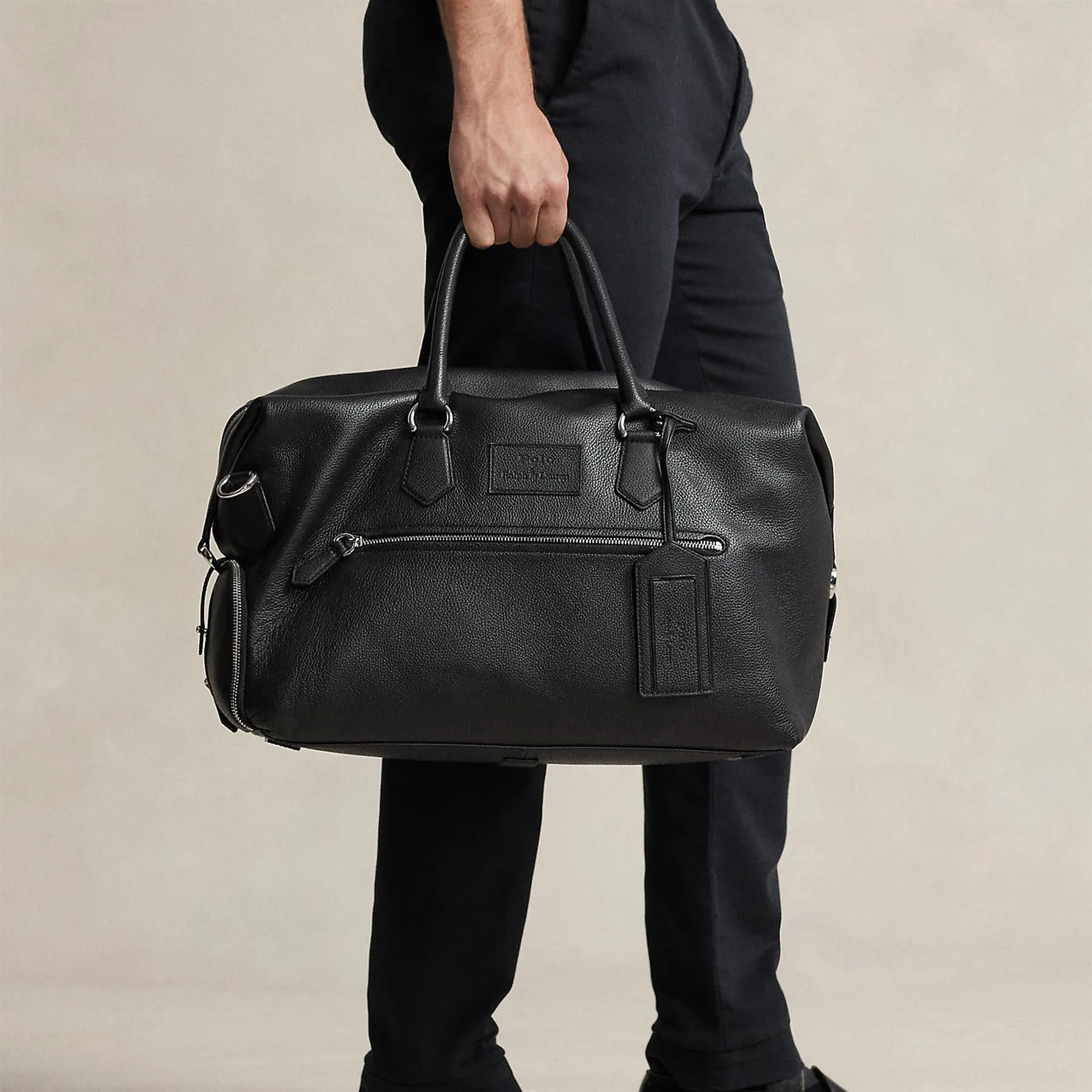 Pebble Leather Duffle Bag Black - SS24