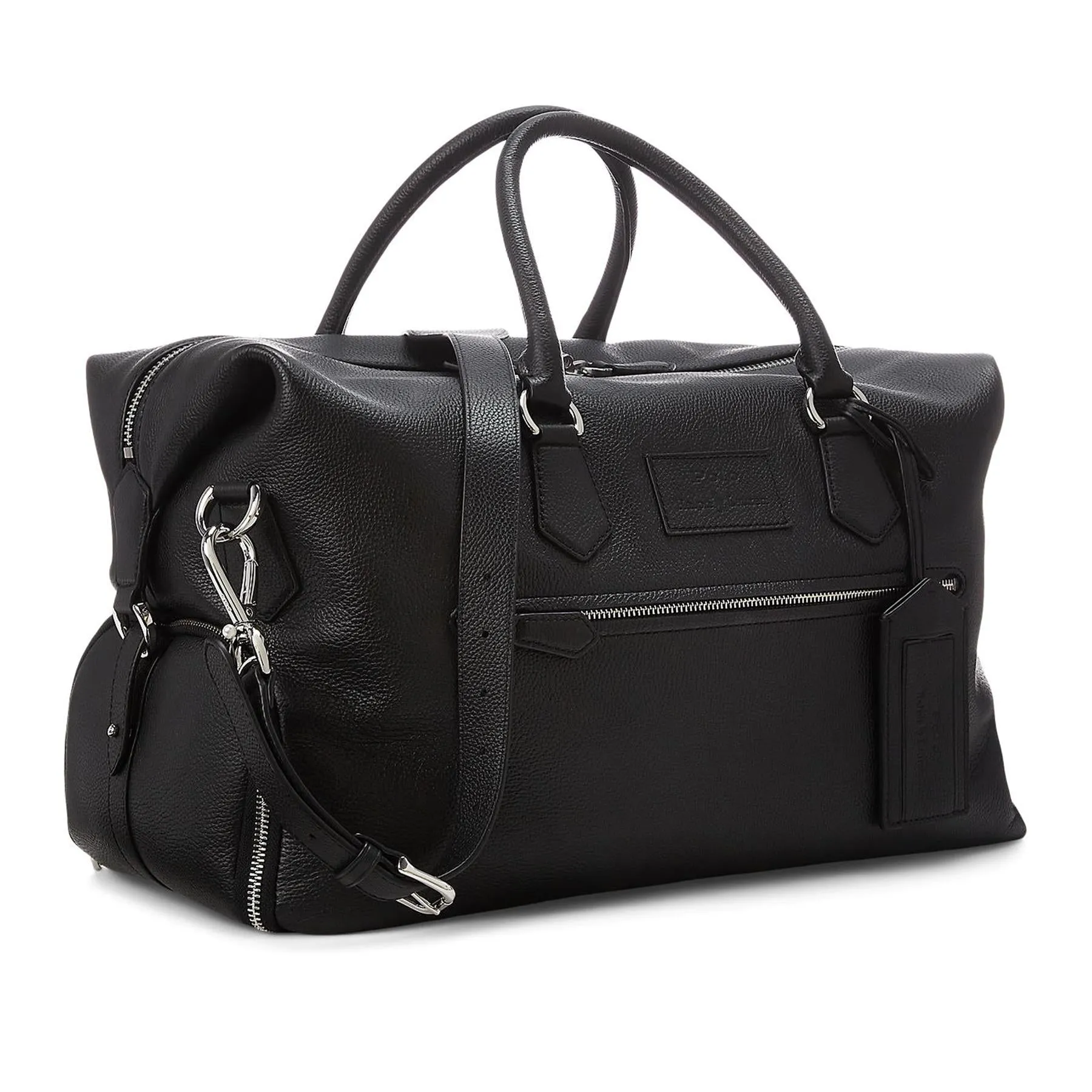 Pebble Leather Duffle Bag Black - SS24