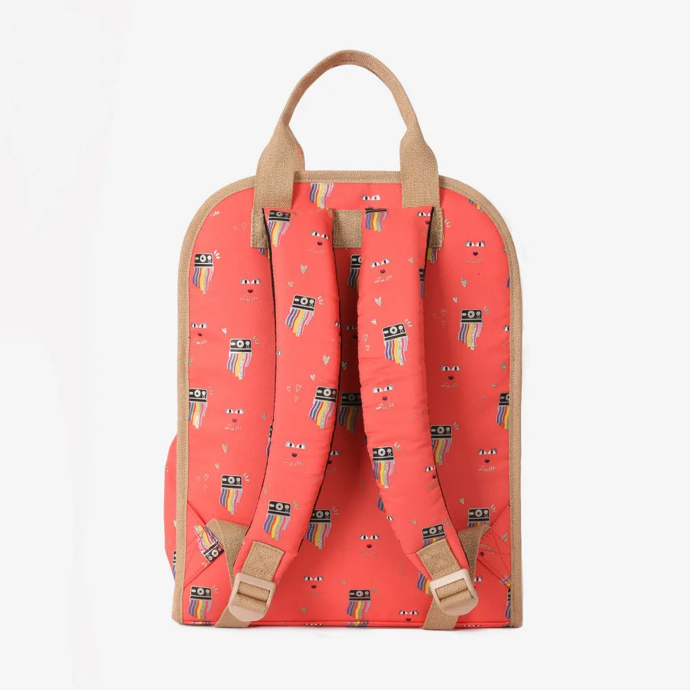 Pink printed backpack