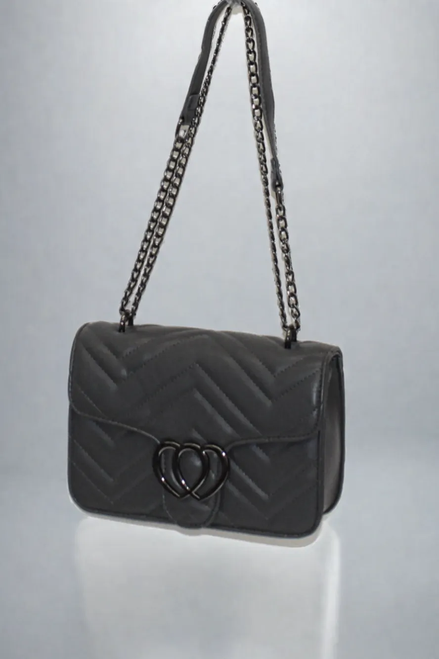 Quilted Faux Leather Chain Strap Small Shoulder Bag