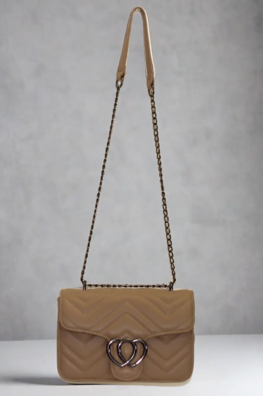 Quilted Faux Leather Chain Strap Small Shoulder Bag