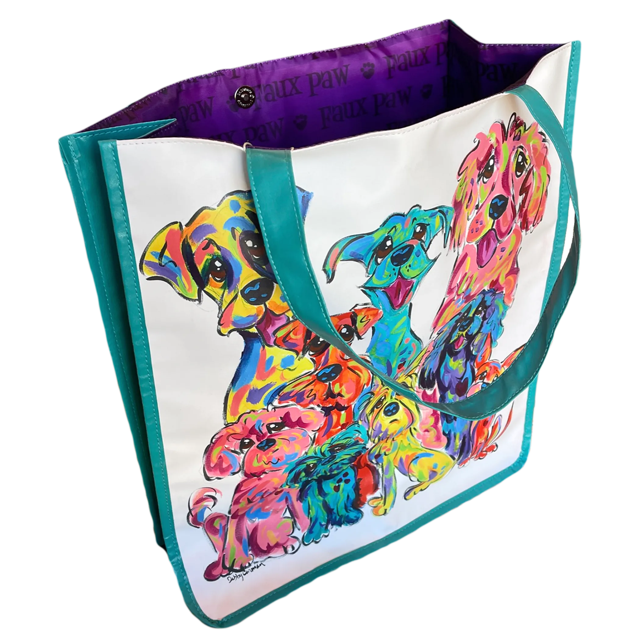 "Rainbow Palz" – Vibrant Vinyl Tote by Artist Debby Carman