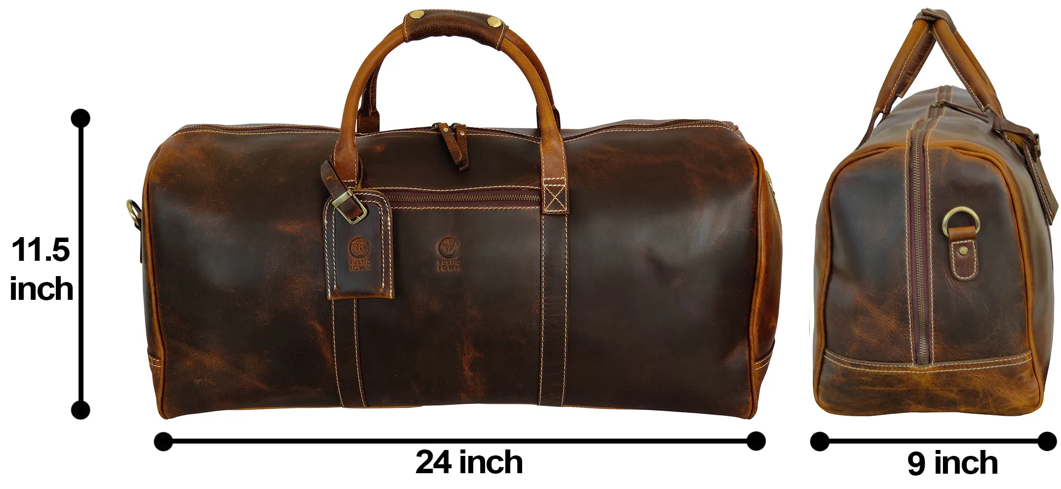 Roadstar Overnight Weekender Carry On Duffel Bag (24 Inches, Antique Brown)