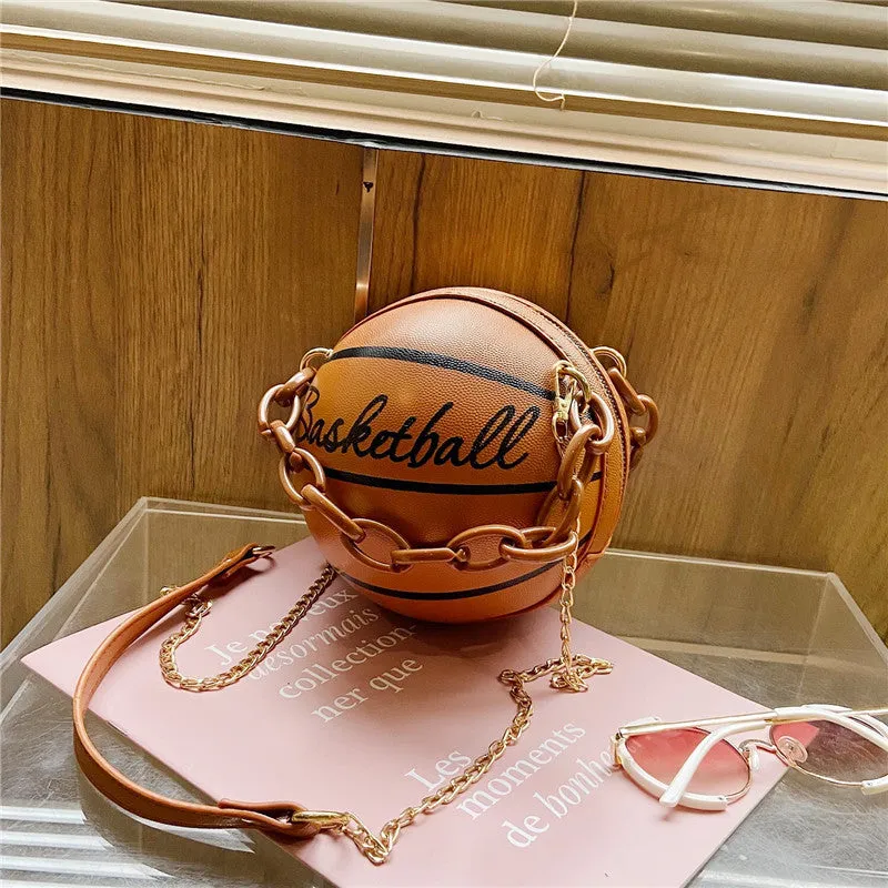 Shoulder Bag Basketball Football Chain Crossbody Bag Round Ball Bag