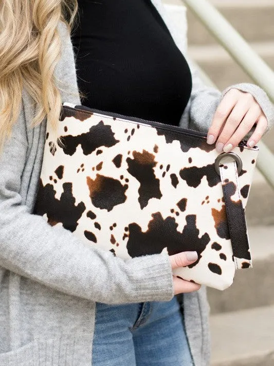 Spotted Cow Print Oversized Everyday Clutch