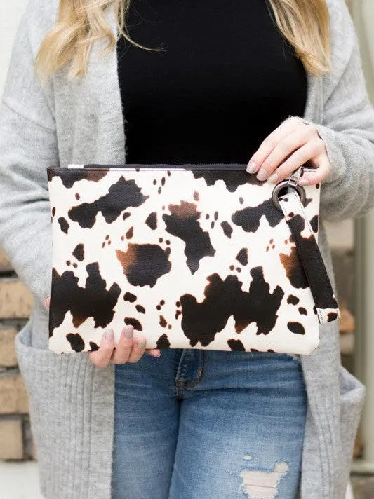 Spotted Cow Print Oversized Everyday Clutch