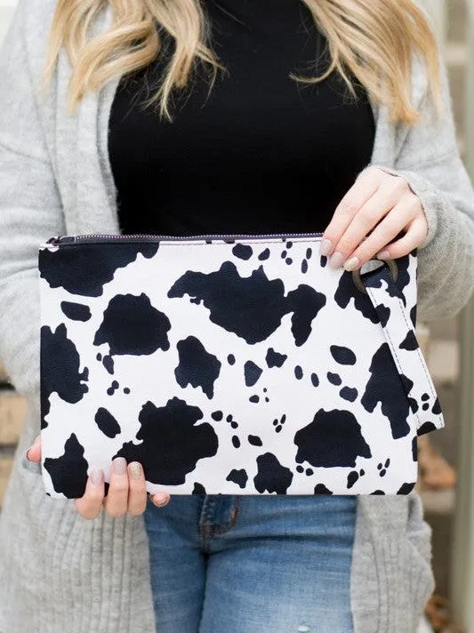 Spotted Cow Print Oversized Everyday Clutch