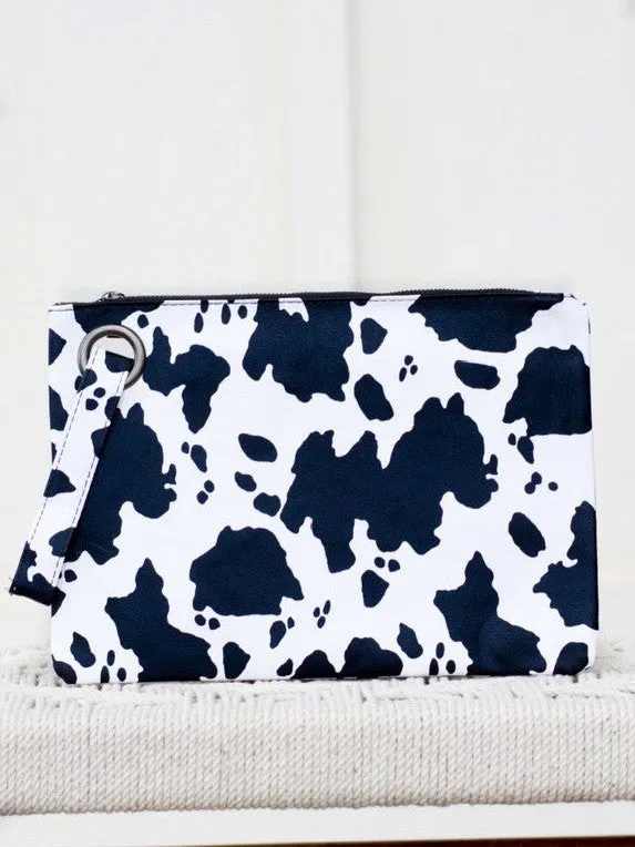 Spotted Cow Print Oversized Everyday Clutch