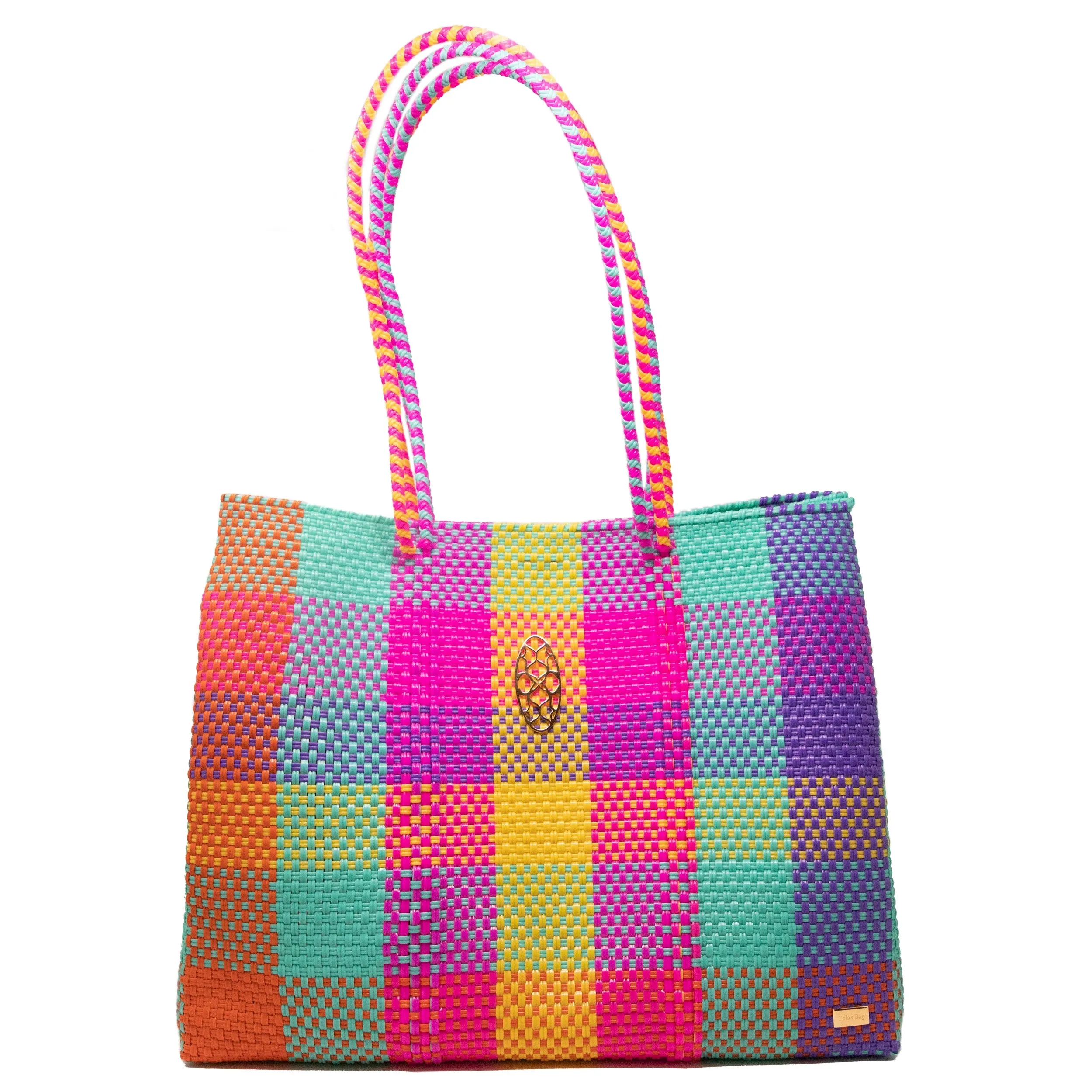 TRAVEL SQUARE COLORFUL TOTE BAG WITH CLUTCH