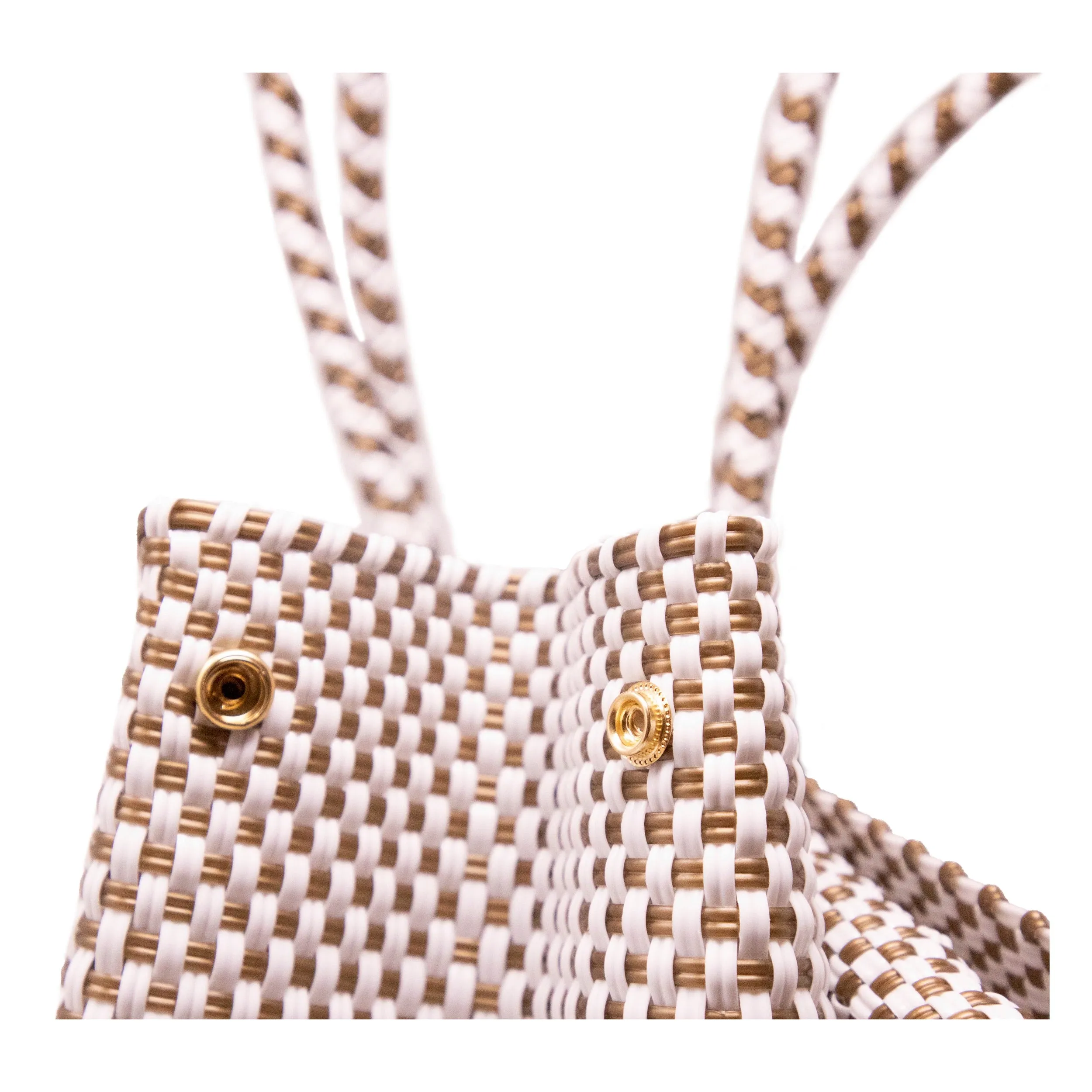 TRAVEL WHITE GOLD CHECKERED TOTE WITH CLUTCH