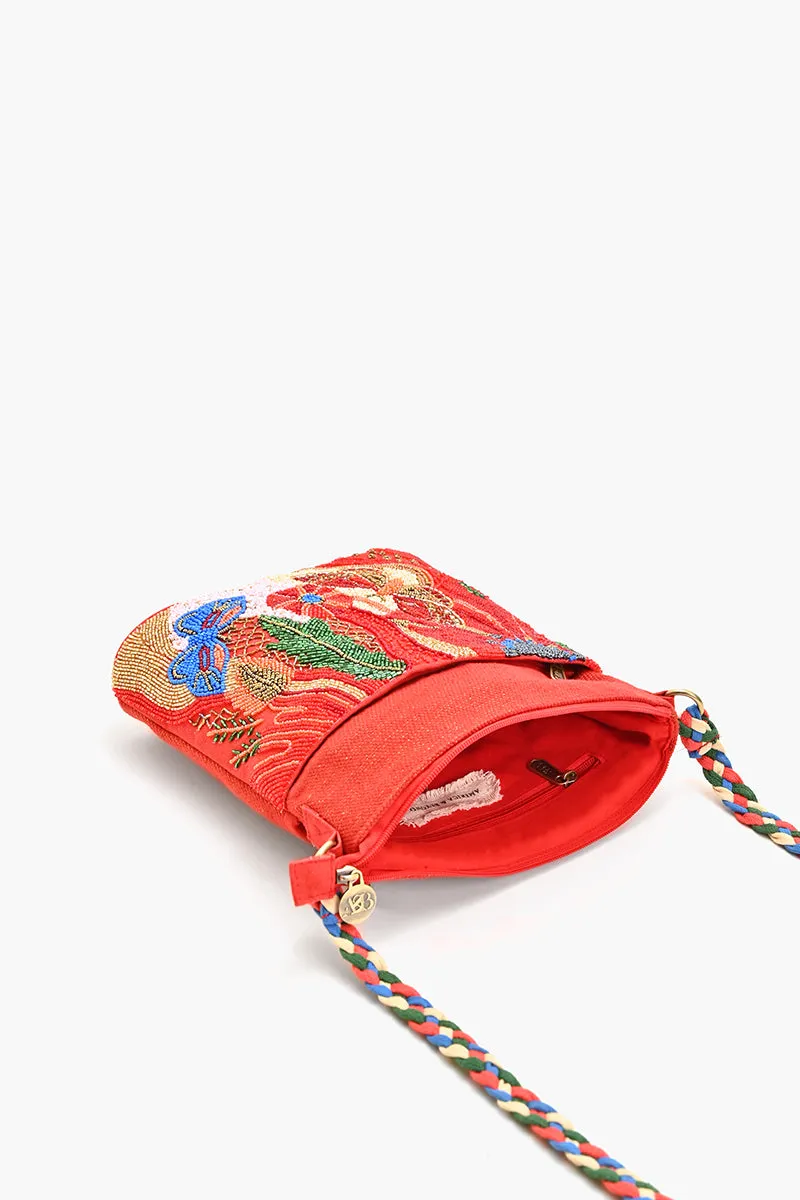 Vermilion Butterfly Bloom Crossbody Bag