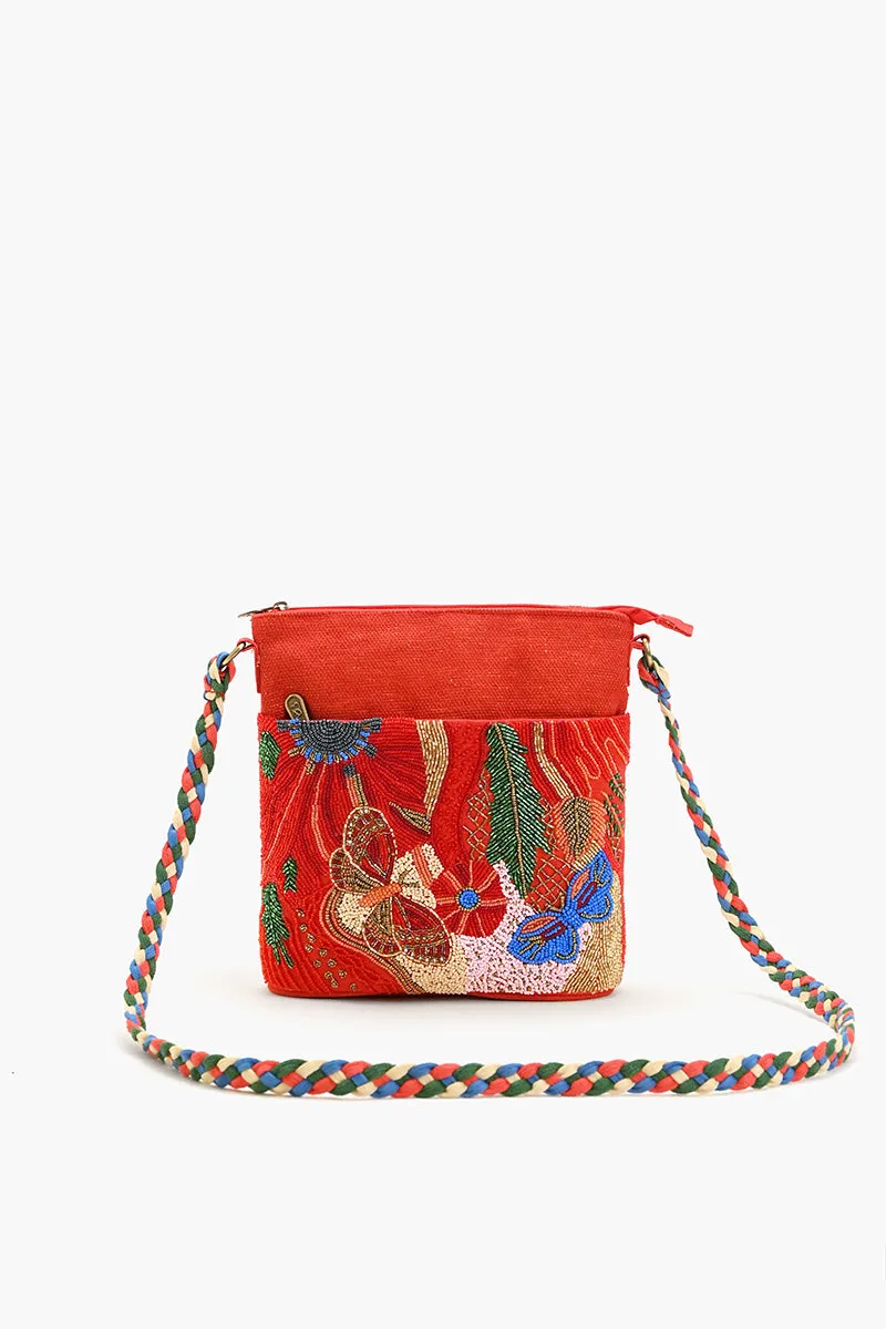 Vermilion Butterfly Bloom Crossbody Bag