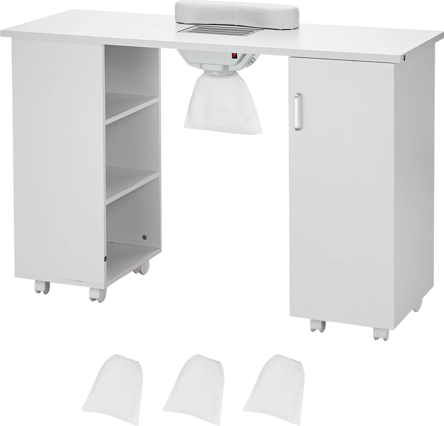 Vevor Manicure Table with Dust Collector MDF Workstation 8 Wheels 3 Dust Bags and Wrist Rest New