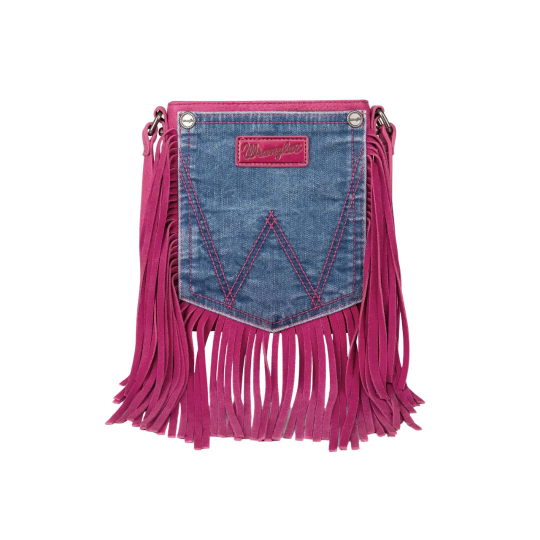 Wrangler Women's Fringe Denim Pocket Pink Purse